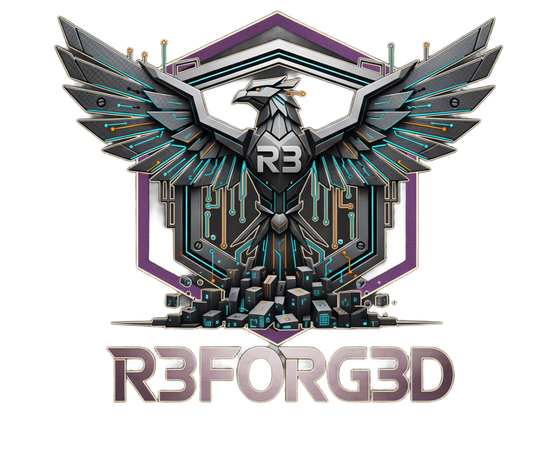 R3F0RG3D Purple Flame Phoenix - Transformation through fire premium hoodie with purple and silver graphics