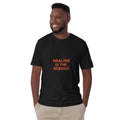 HEALING IS THE REBUILD Black t-shirt front: bold statement text.  REBUILD Series
